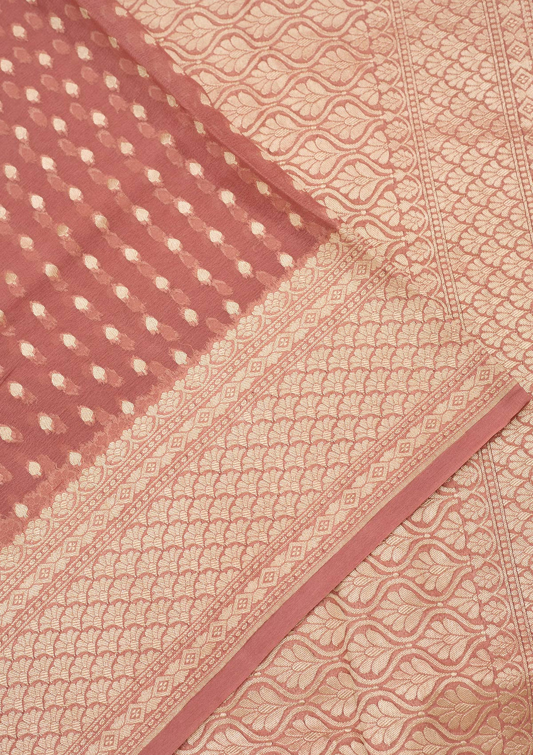 Onion Pink Zariwork (Gold) Pure Silk Saree
