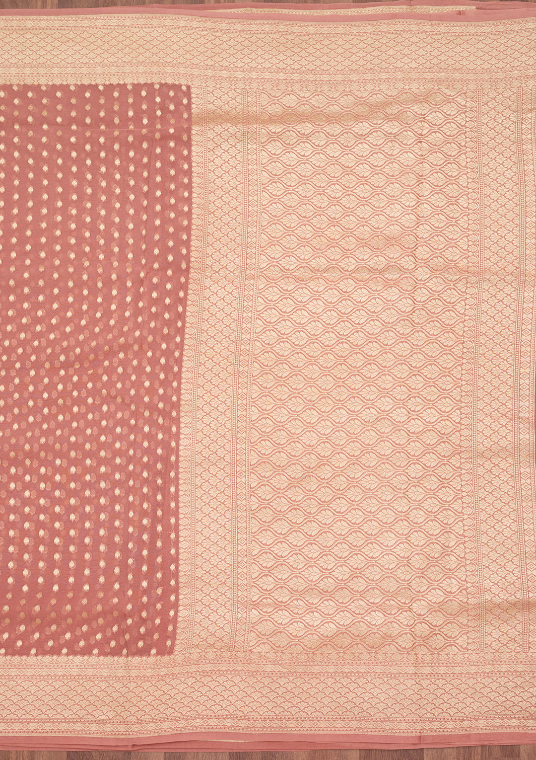 Onion Pink Zariwork (Gold) Pure Silk Saree