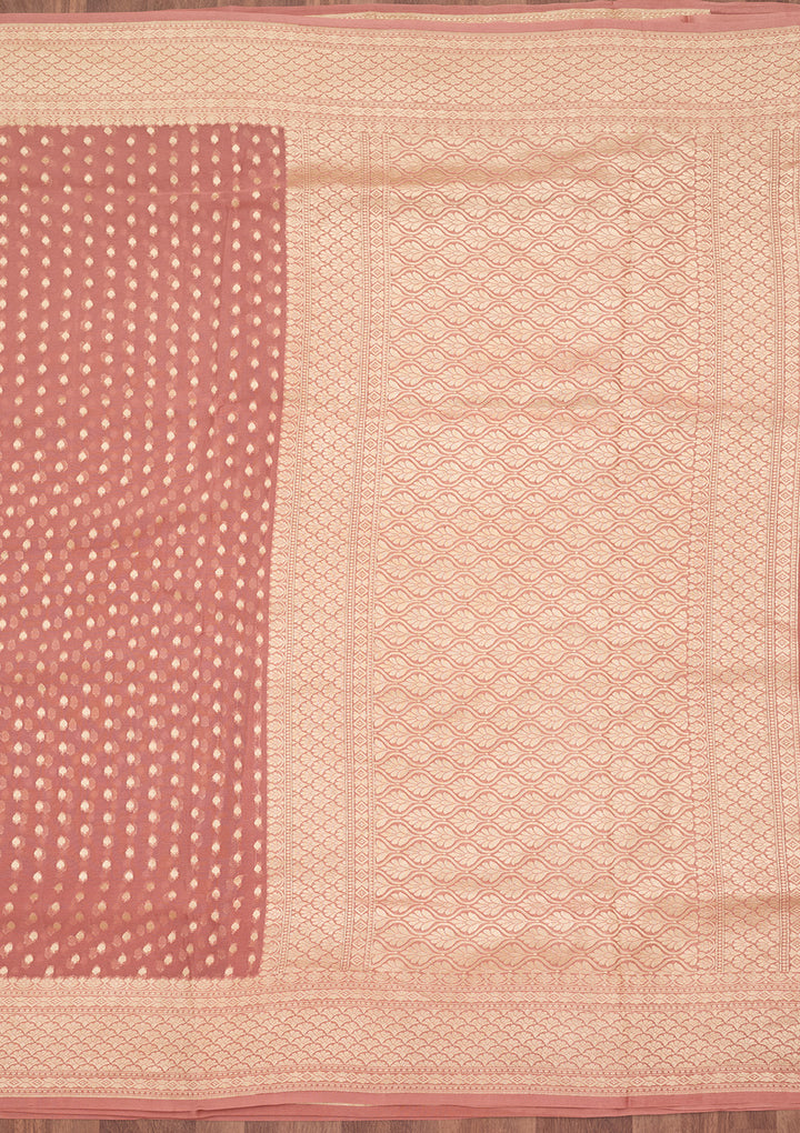 Onion Pink Zariwork (Gold) Pure Silk Saree