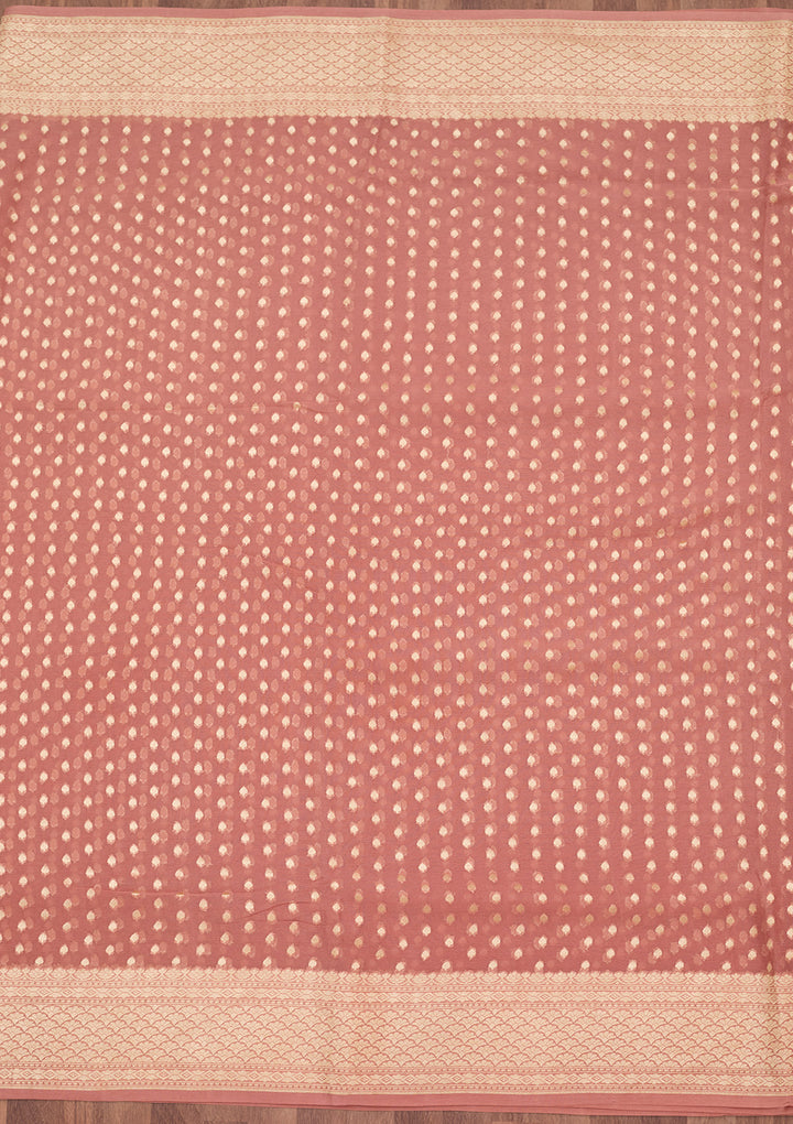 Onion Pink Zariwork (Gold) Pure Silk Saree