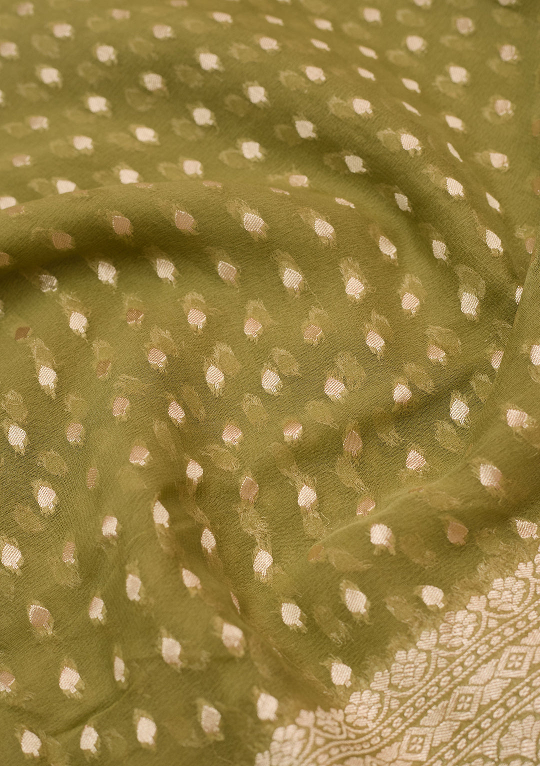 Pista Green Zariwork (Gold) Pure Silk Saree
