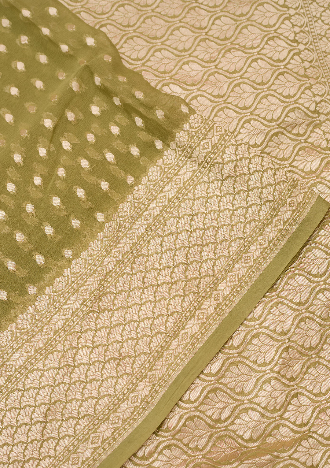 Pista Green Zariwork (Gold) Pure Silk Saree