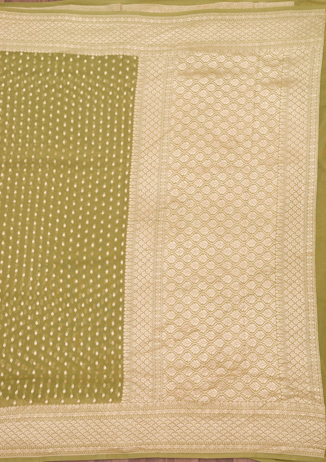 Pista Green Zariwork (Gold) Pure Silk Saree