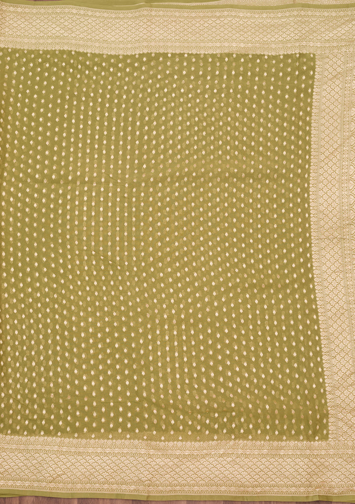 Pista Green Zariwork (Gold) Pure Silk Saree