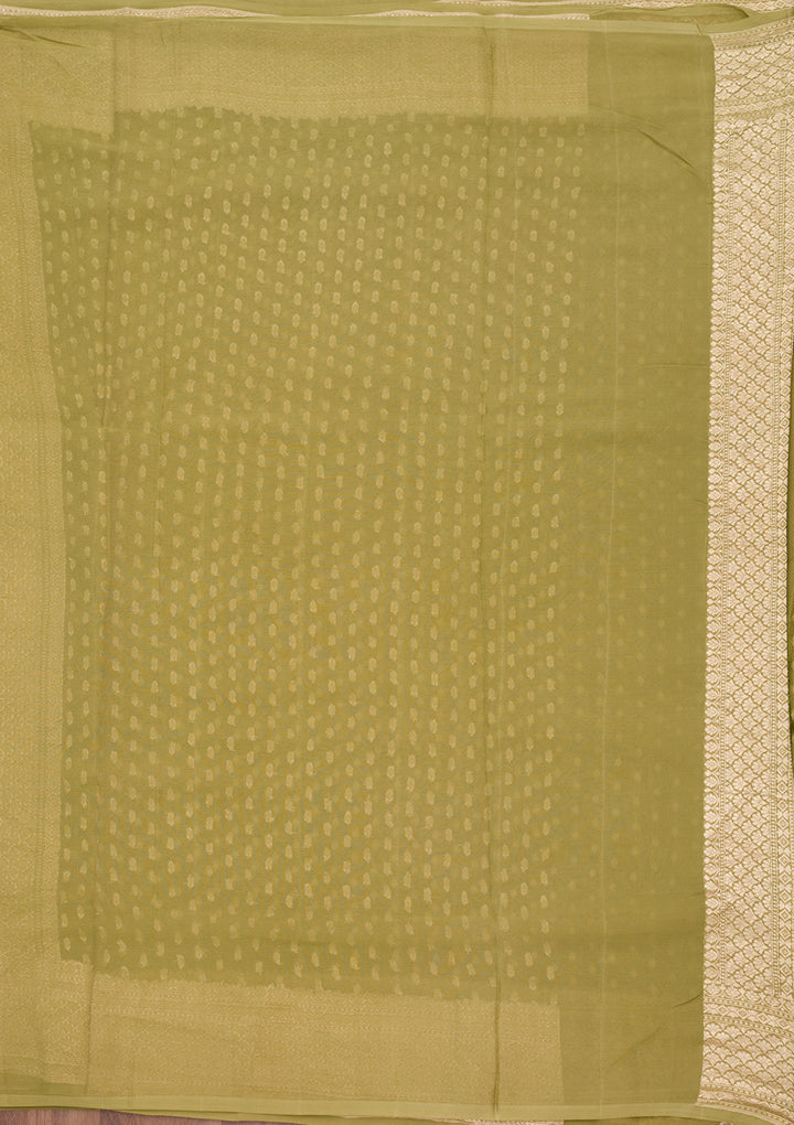 Pista Green Zariwork (Gold) Pure Silk Saree