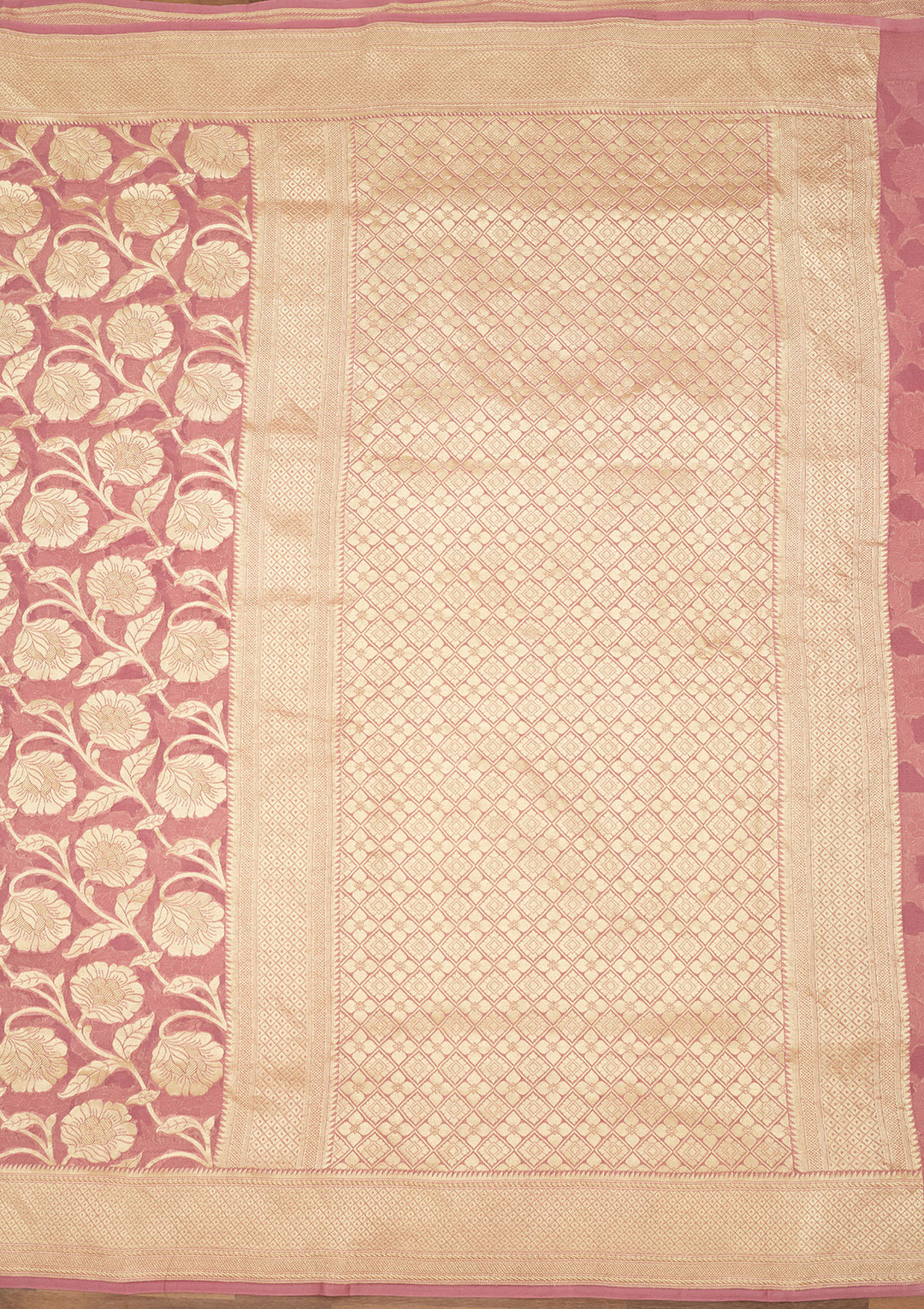 Baby Pink Zariwork (Gold) Pure Silk Saree