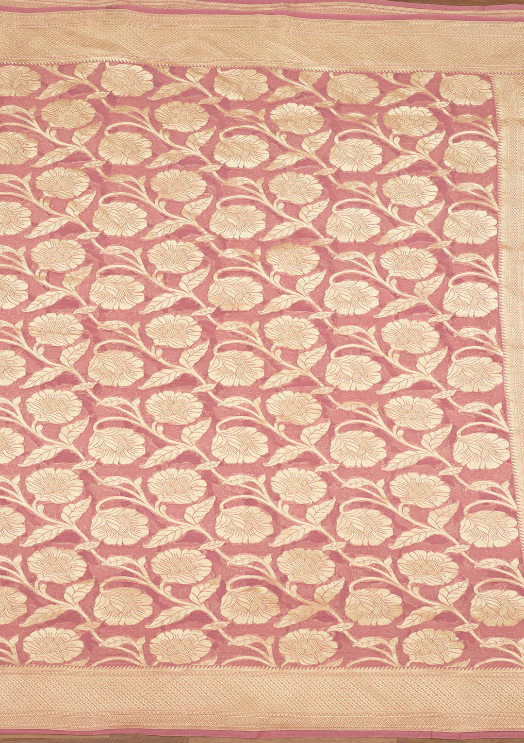 Baby Pink Zariwork (Gold) Pure Silk Saree