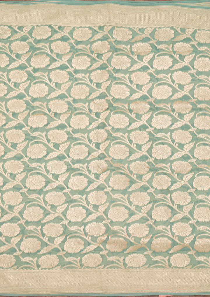 Sky Blue Zariwork (Gold) Pure Silk Silk_Saree