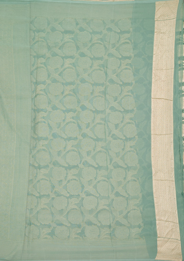 Sky Blue Zariwork (Gold) Pure Silk Silk_Saree