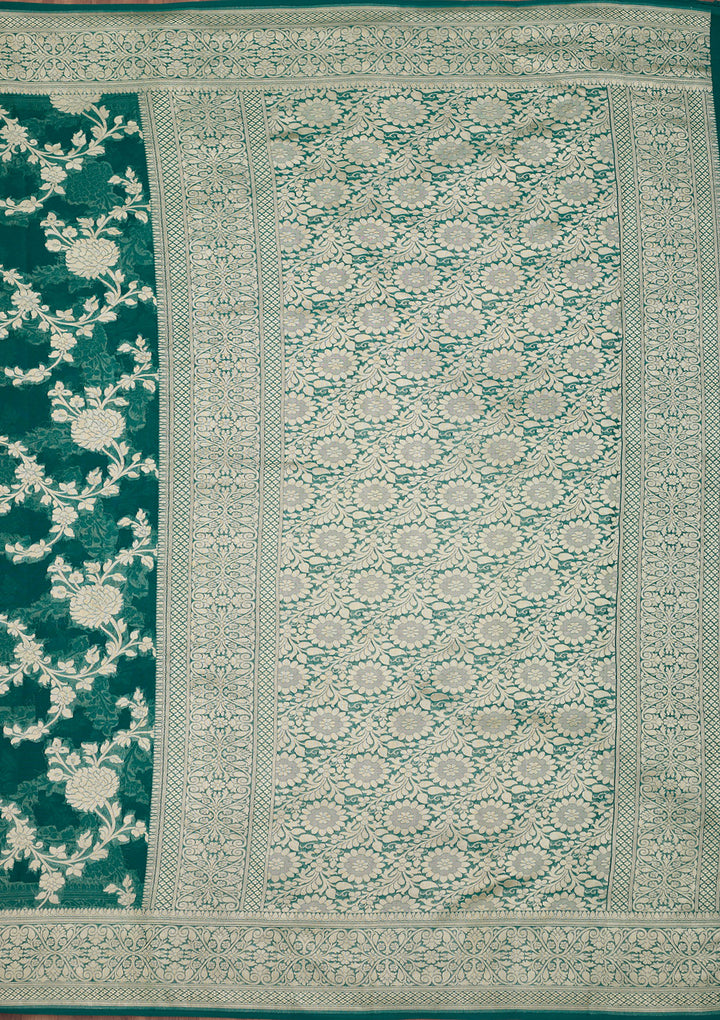 Rama Green Zariwork Georgette Silk Saree