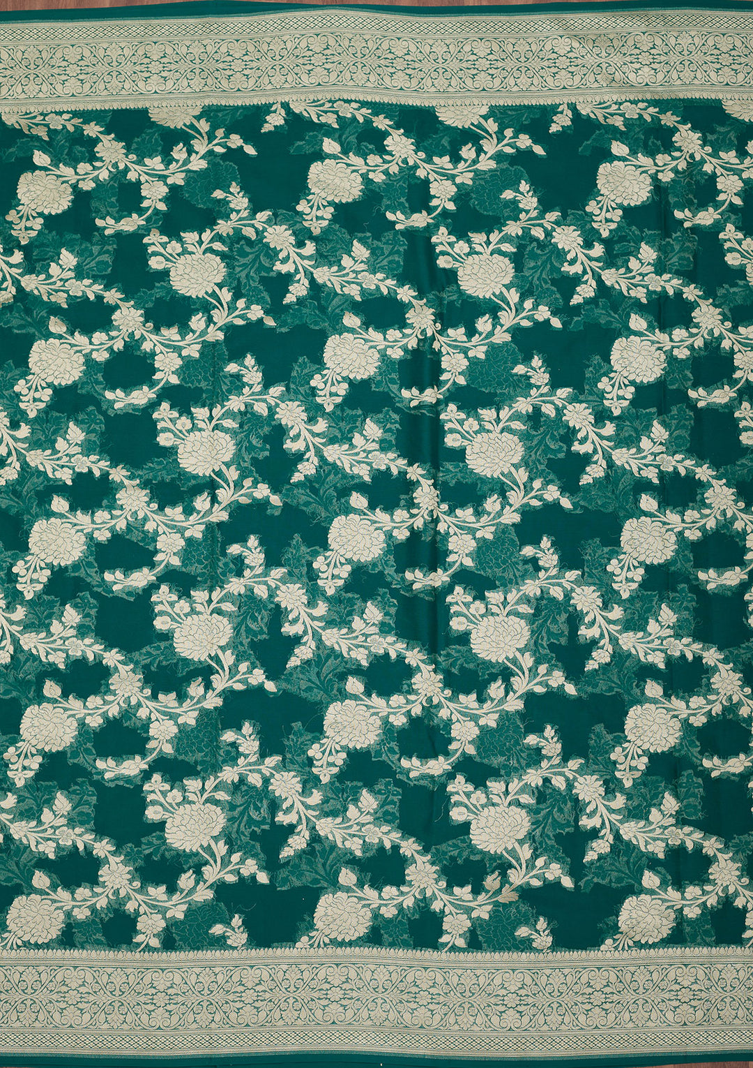 Rama Green Zariwork Georgette Silk Saree