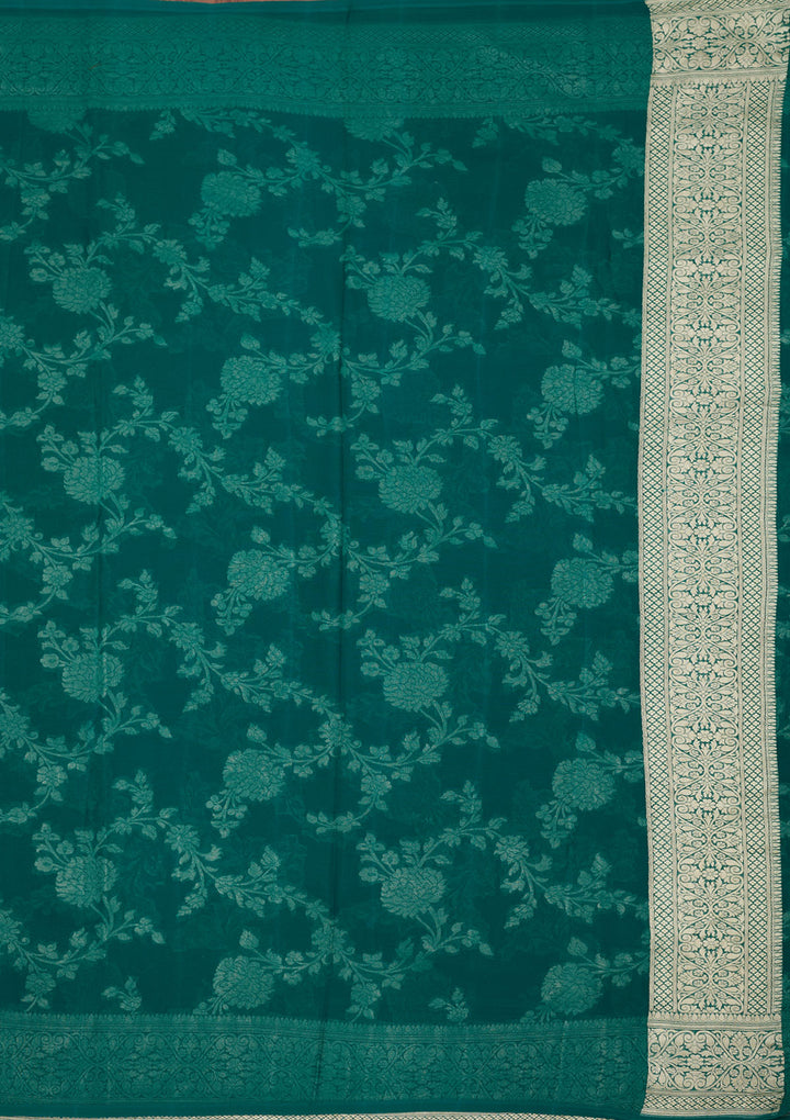 Rama Green Zariwork Georgette Silk Saree