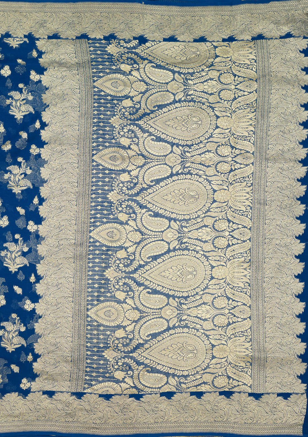 Royal Blue Zariwork Georgette Silk Saree