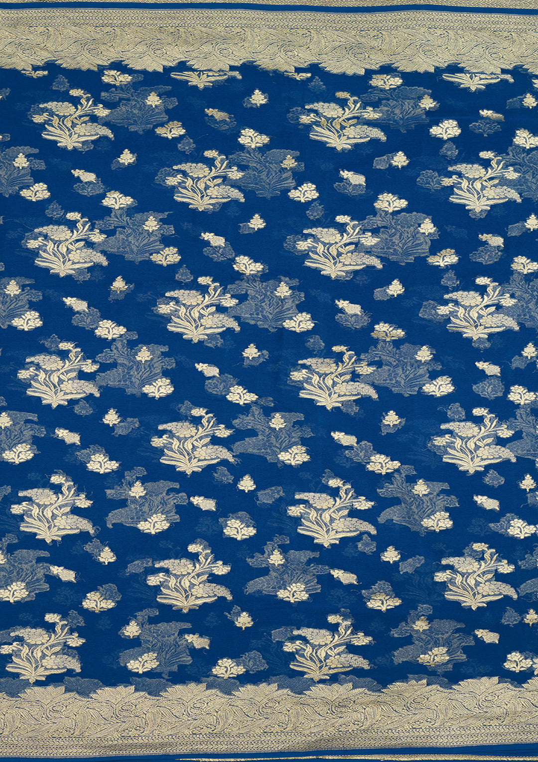 Royal Blue Zariwork Georgette Silk Saree