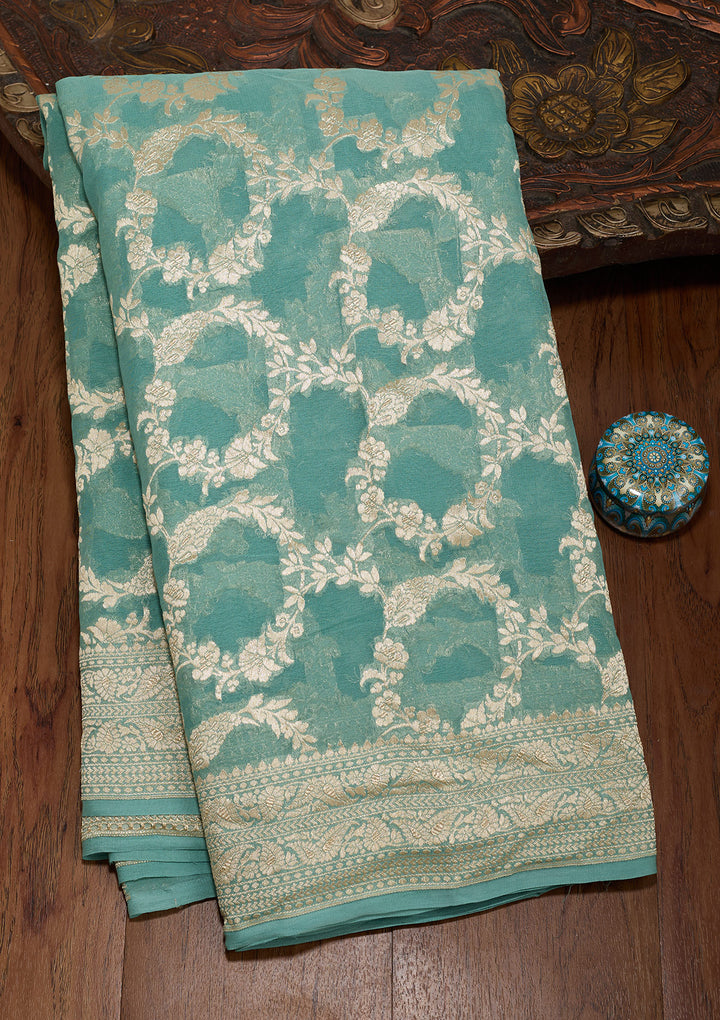 Sea Green Zariwork (Silver) Silk Silk_Saree