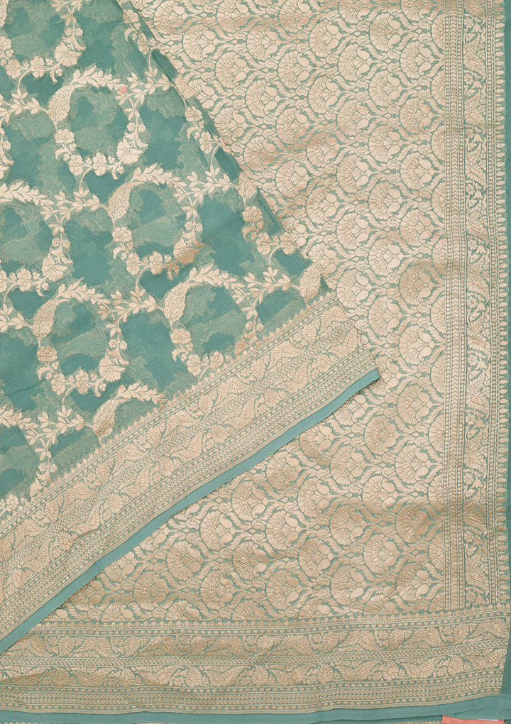 Sea Green Zariwork (Silver) Silk Silk_Saree