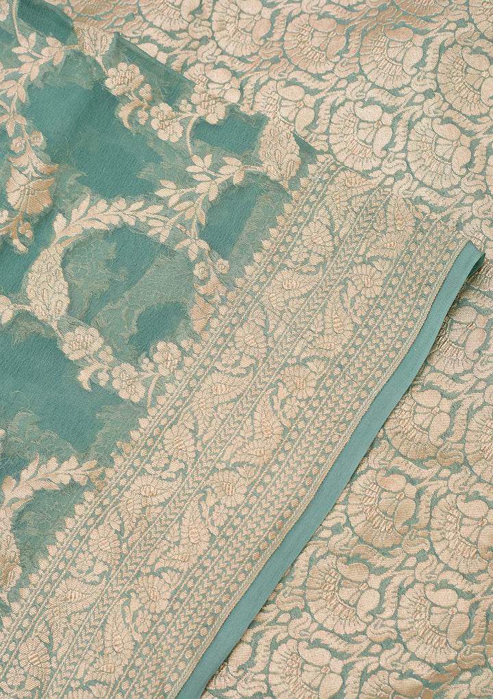 Sea Green Zariwork (Silver) Silk Silk_Saree