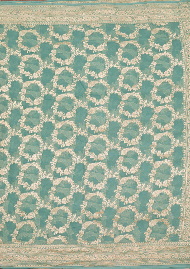 Sea Green Zariwork (Silver) Silk Silk_Saree