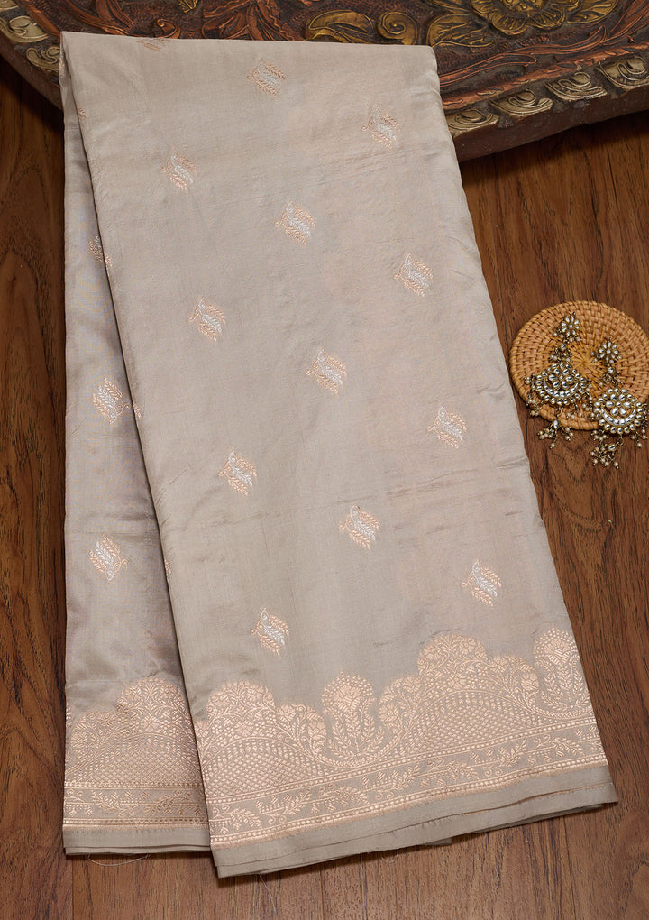 Grey Zariwork Pure Silk Saree