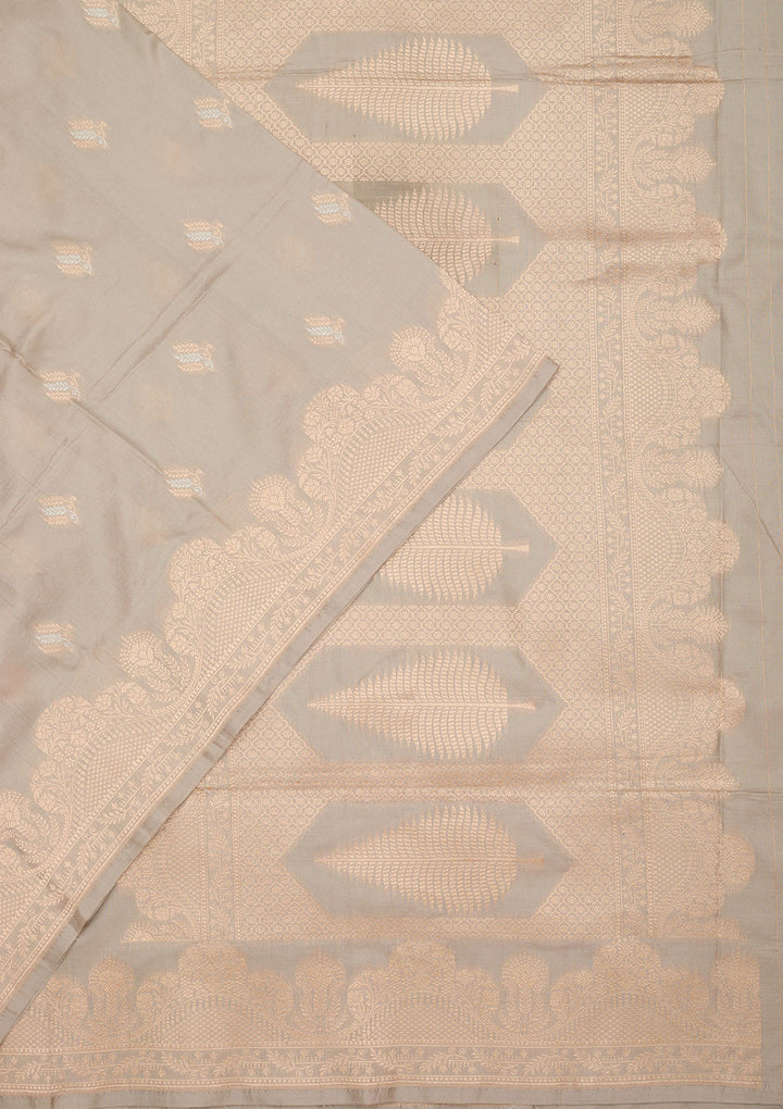 Grey Zariwork Pure Silk Saree