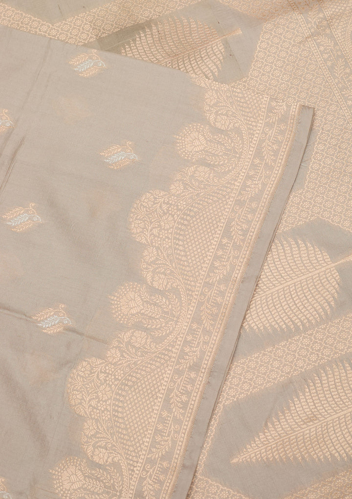 Grey Zariwork Pure Silk Saree