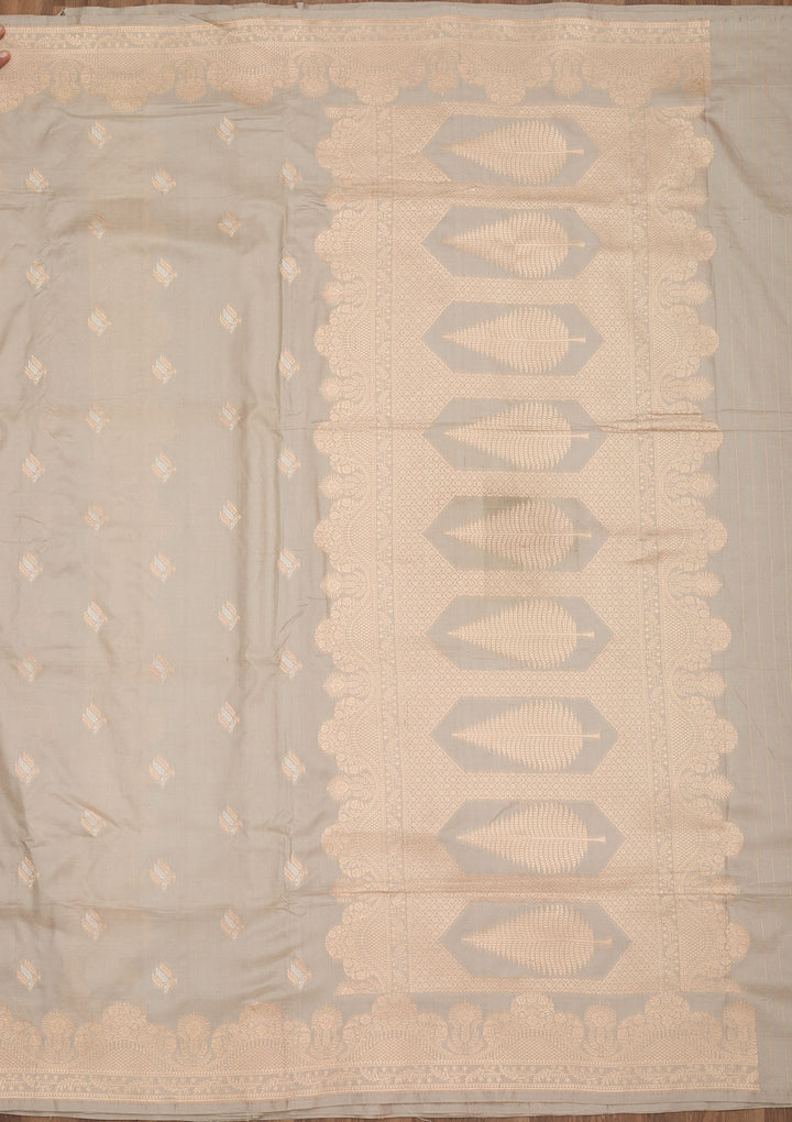 Grey Zariwork Pure Silk Saree