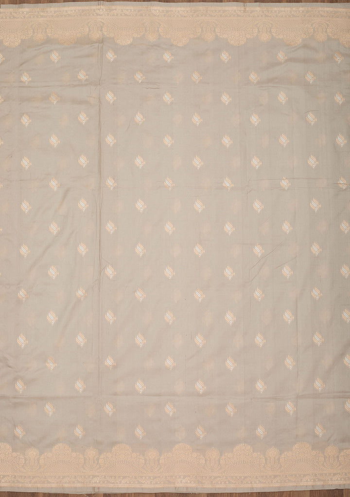 Grey Zariwork Pure Silk Saree