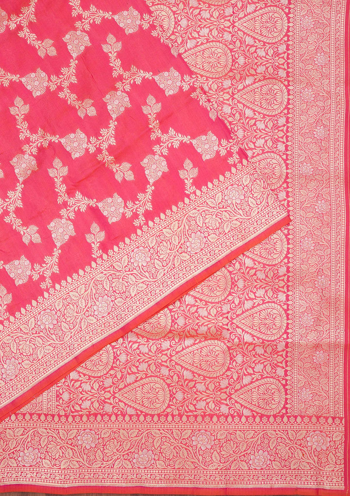 Rani Pink Zariwork Pure Silk Saree