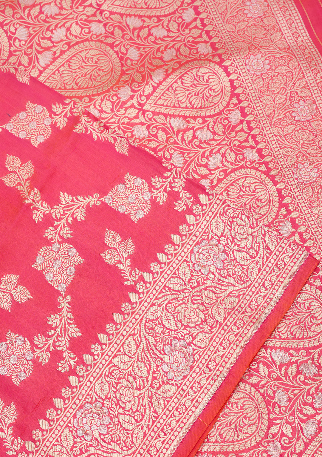 Rani Pink Zariwork Pure Silk Saree