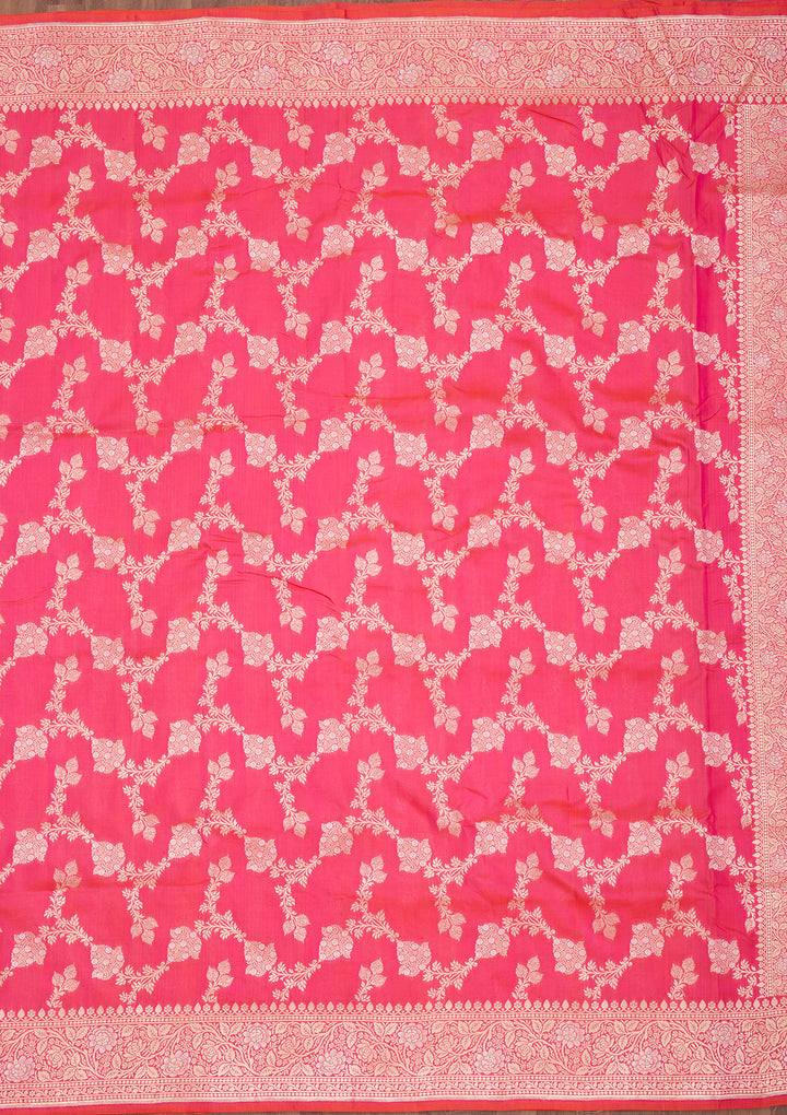 Rani Pink Zariwork Pure Silk Saree