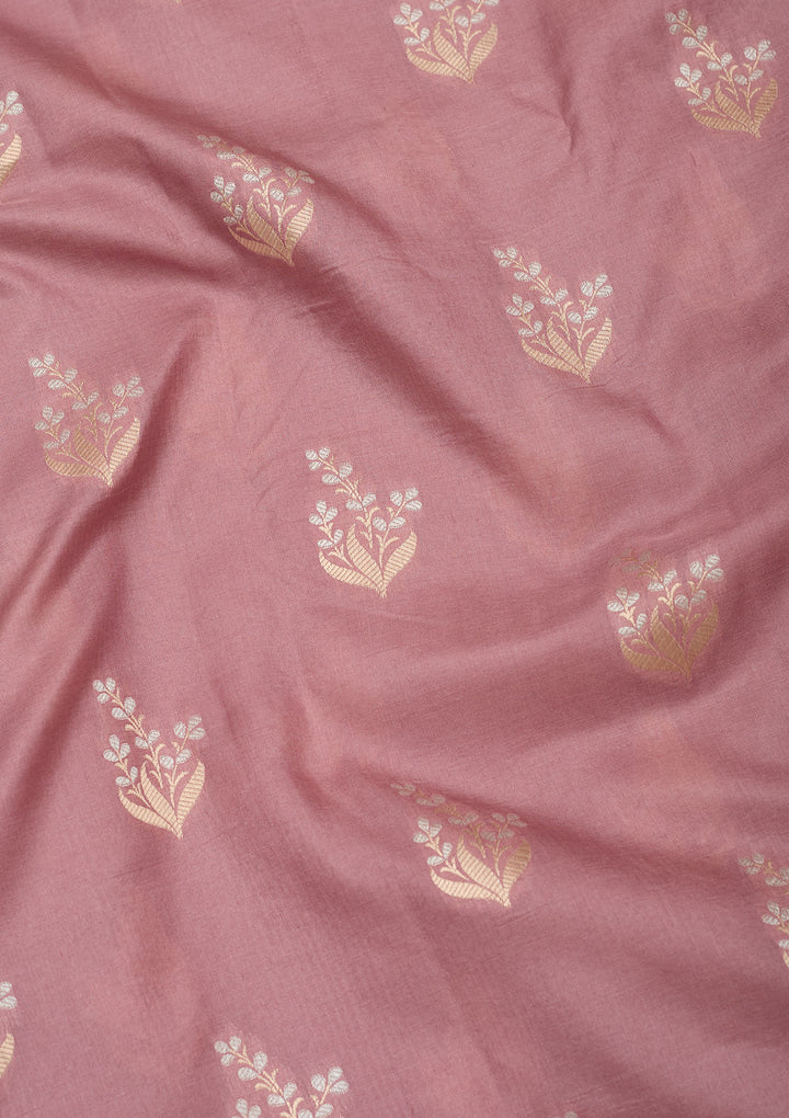 Onion Pink Zariwork Pure Silk Saree