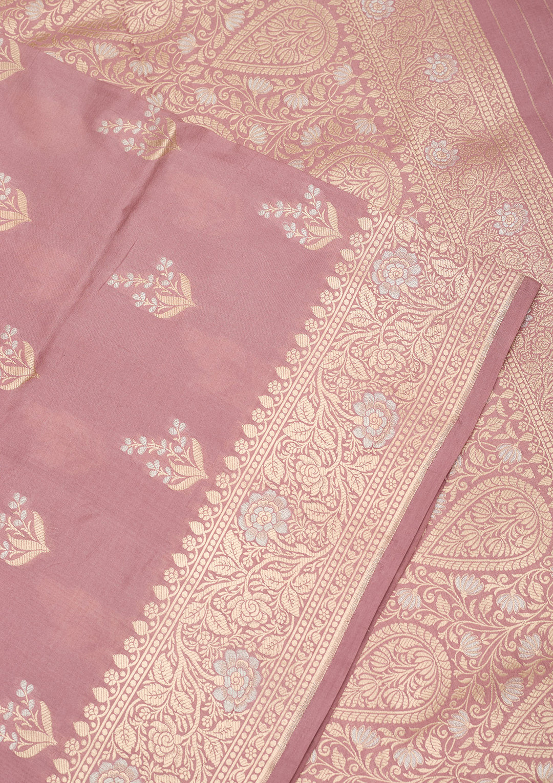 Onion Pink Zariwork Pure Silk Saree