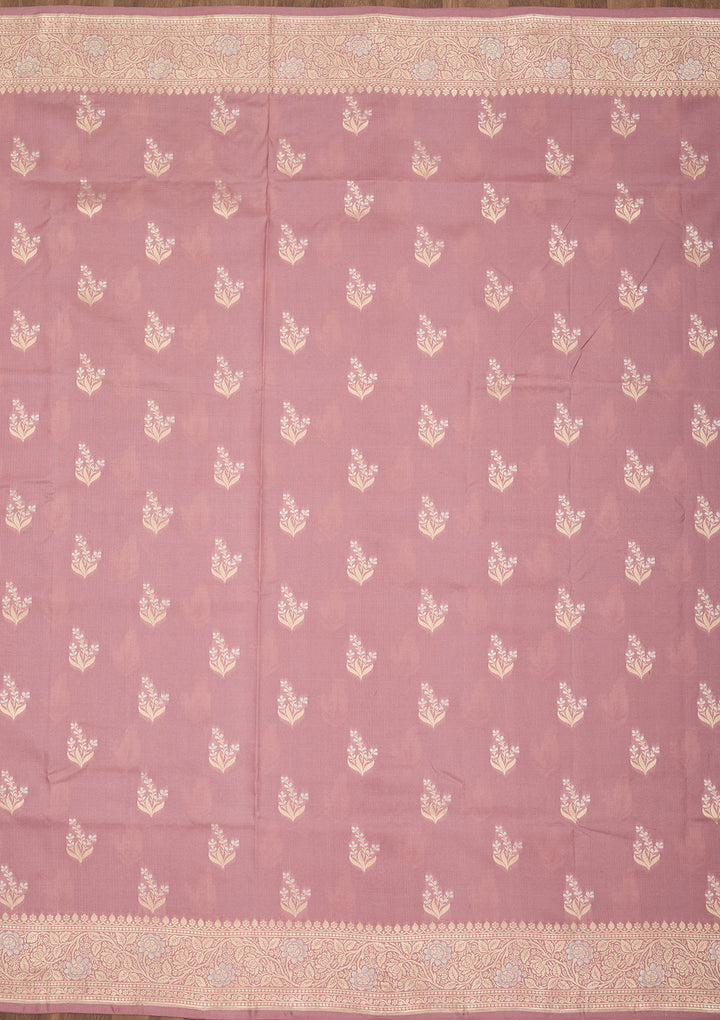 Onion Pink Zariwork Pure Silk Saree