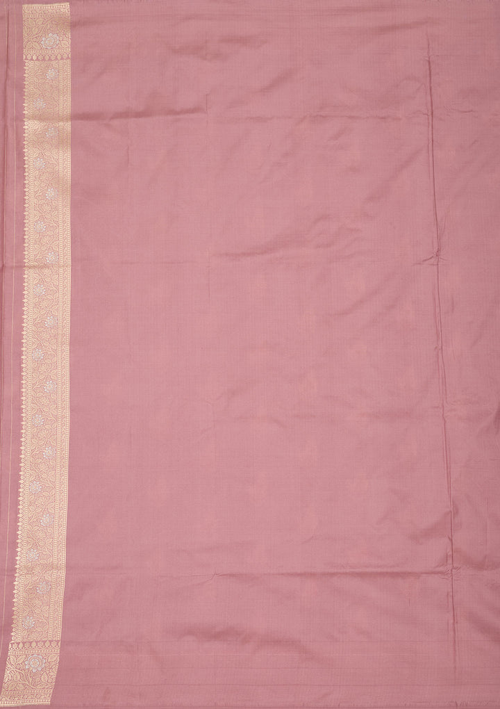 Onion Pink Zariwork Pure Silk Saree