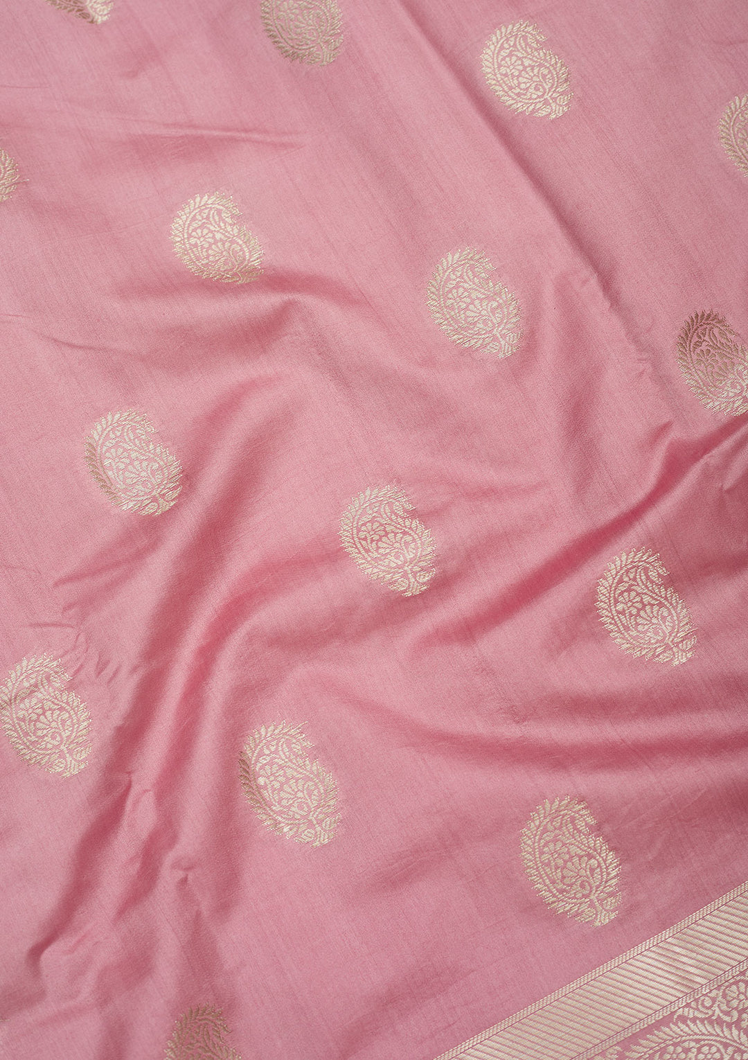 Onion Pink Zariwork Pure Silk Saree