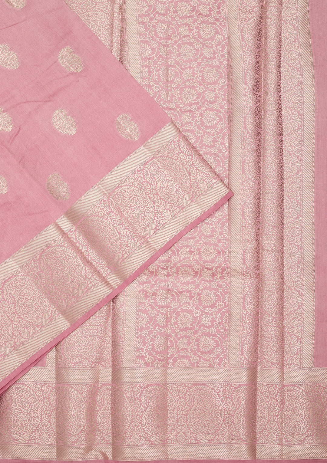 Onion Pink Zariwork Pure Silk Saree