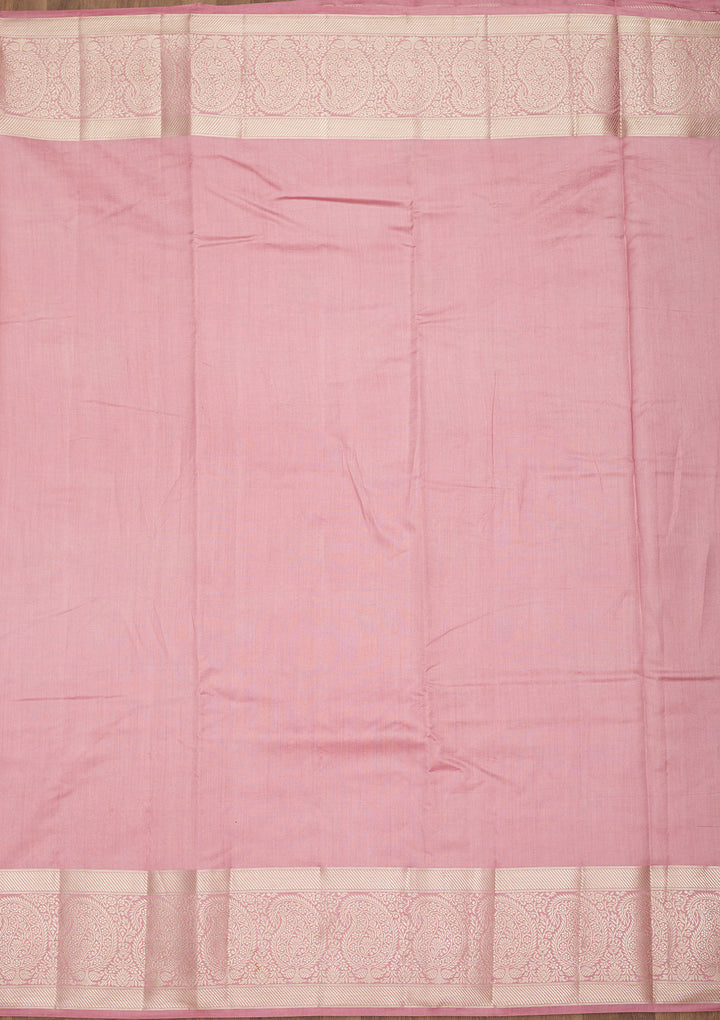 Onion Pink Zariwork Pure Silk Saree
