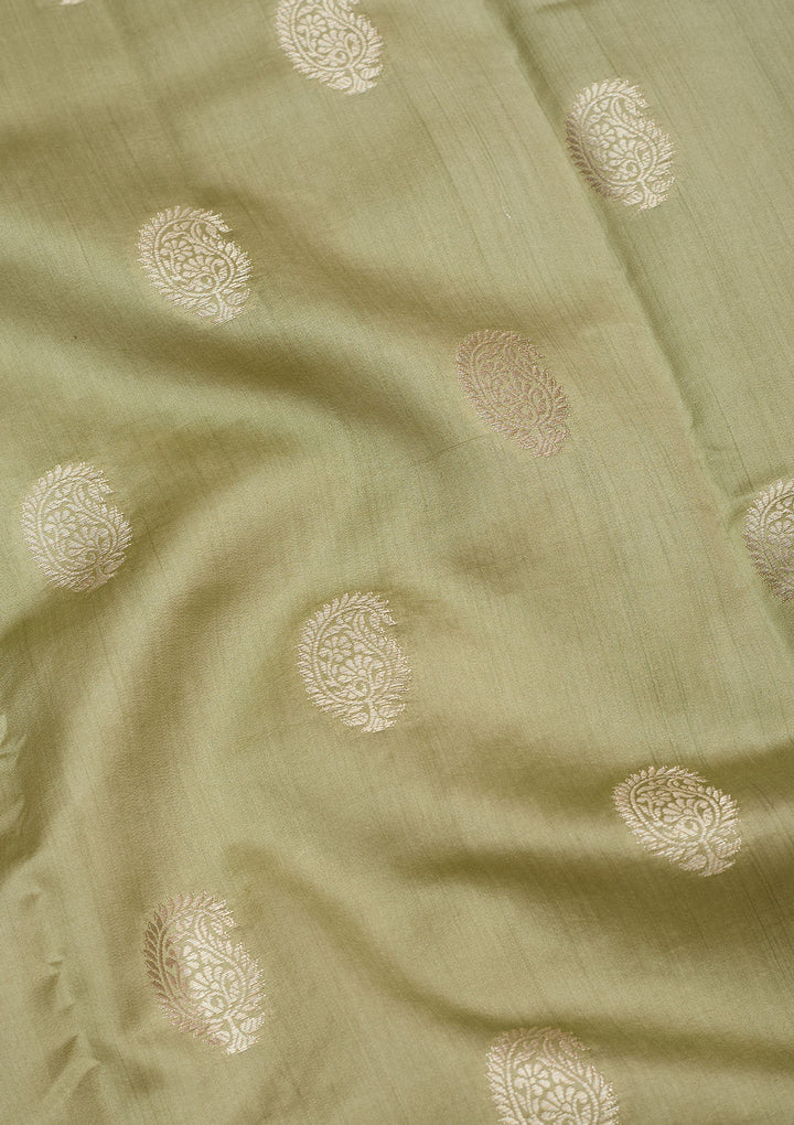 Pista Green Zariwork Pure Silk Saree