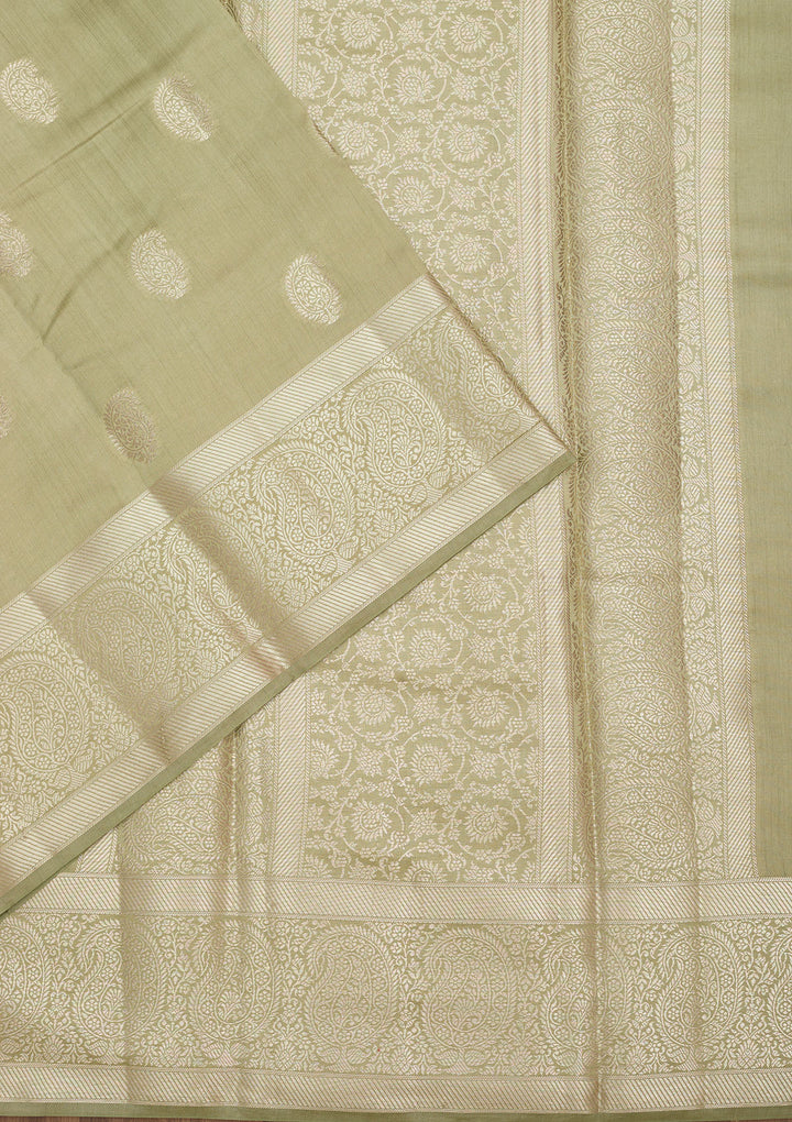 Pista Green Zariwork Pure Silk Saree