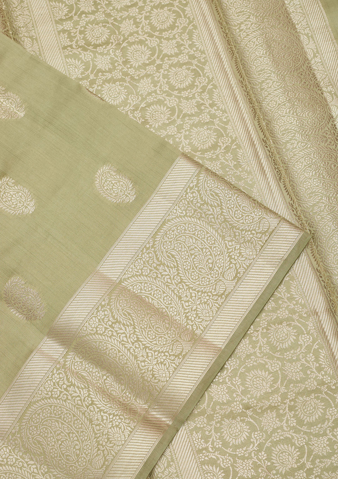 Pista Green Zariwork Pure Silk Saree