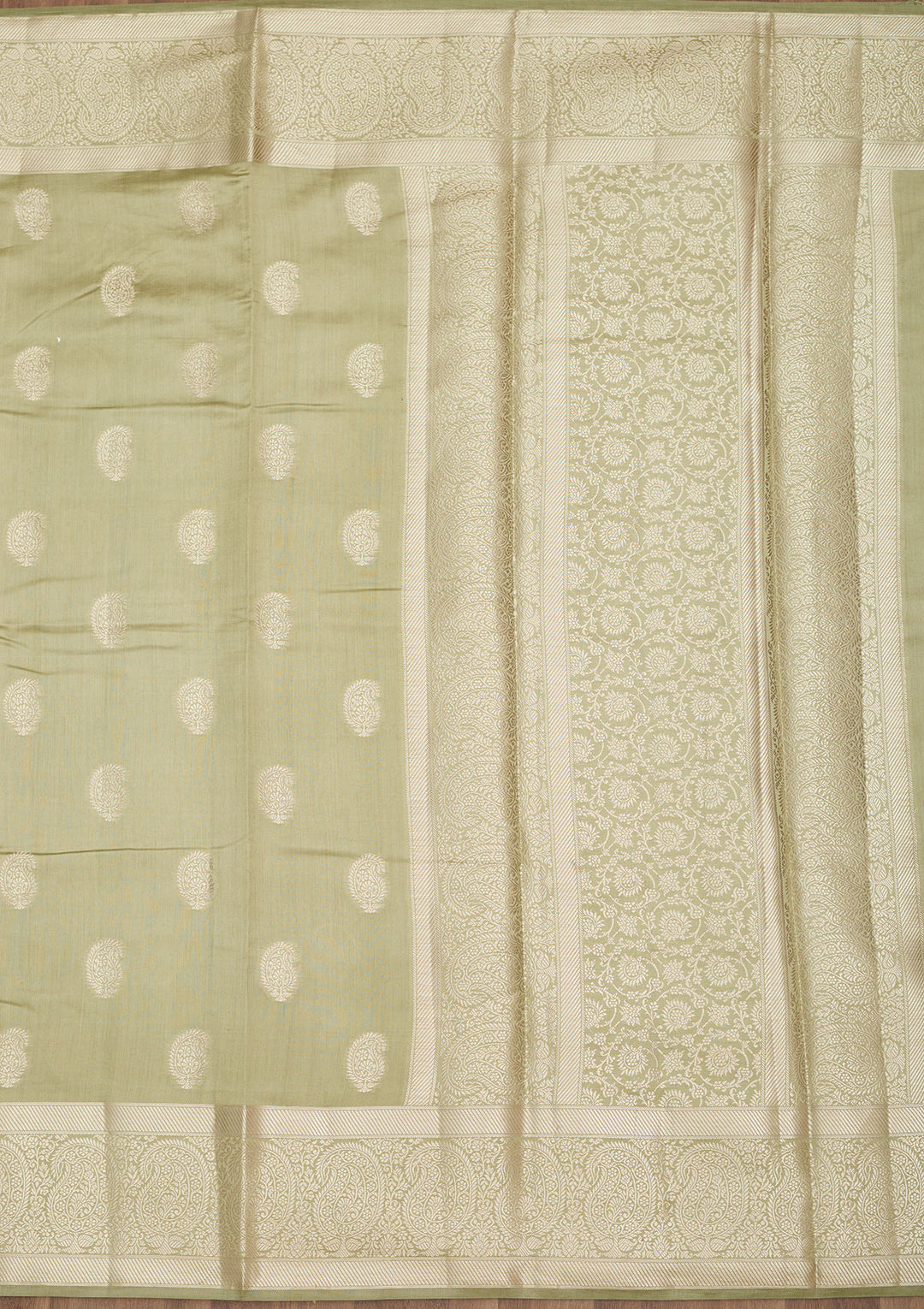 Pista Green Zariwork Pure Silk Saree