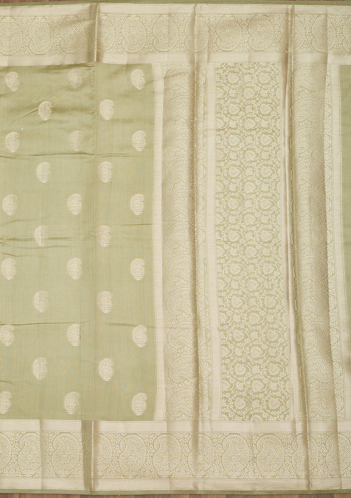 Pista Green Zariwork Pure Silk Saree