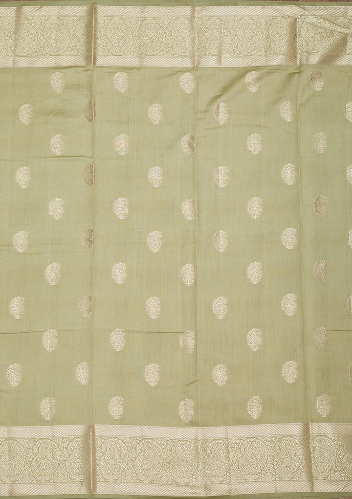 Pista Green Zariwork Pure Silk Saree