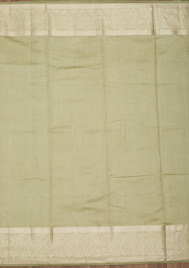 Pista Green Zariwork Pure Silk Saree