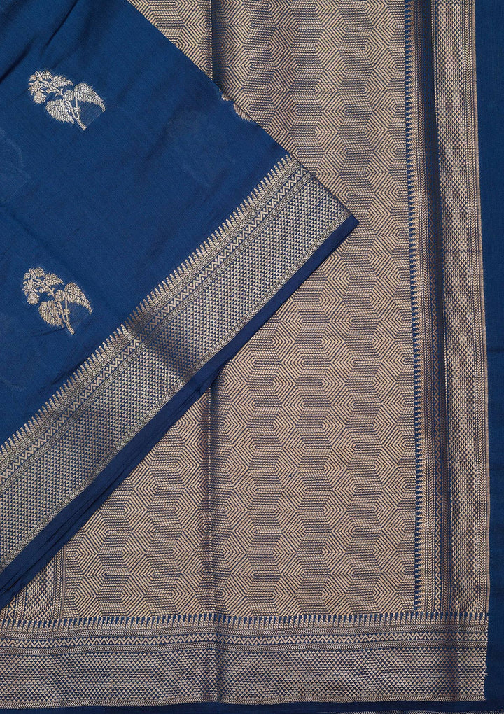 Peacock Blue Zariwork Pure Silk Saree
