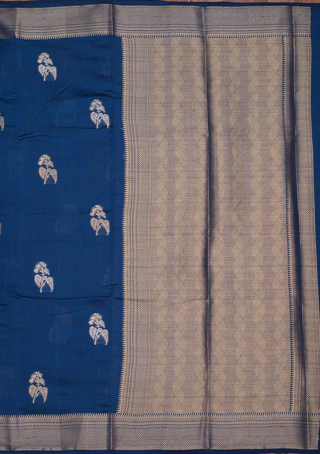Peacock Blue Zariwork Pure Silk Saree