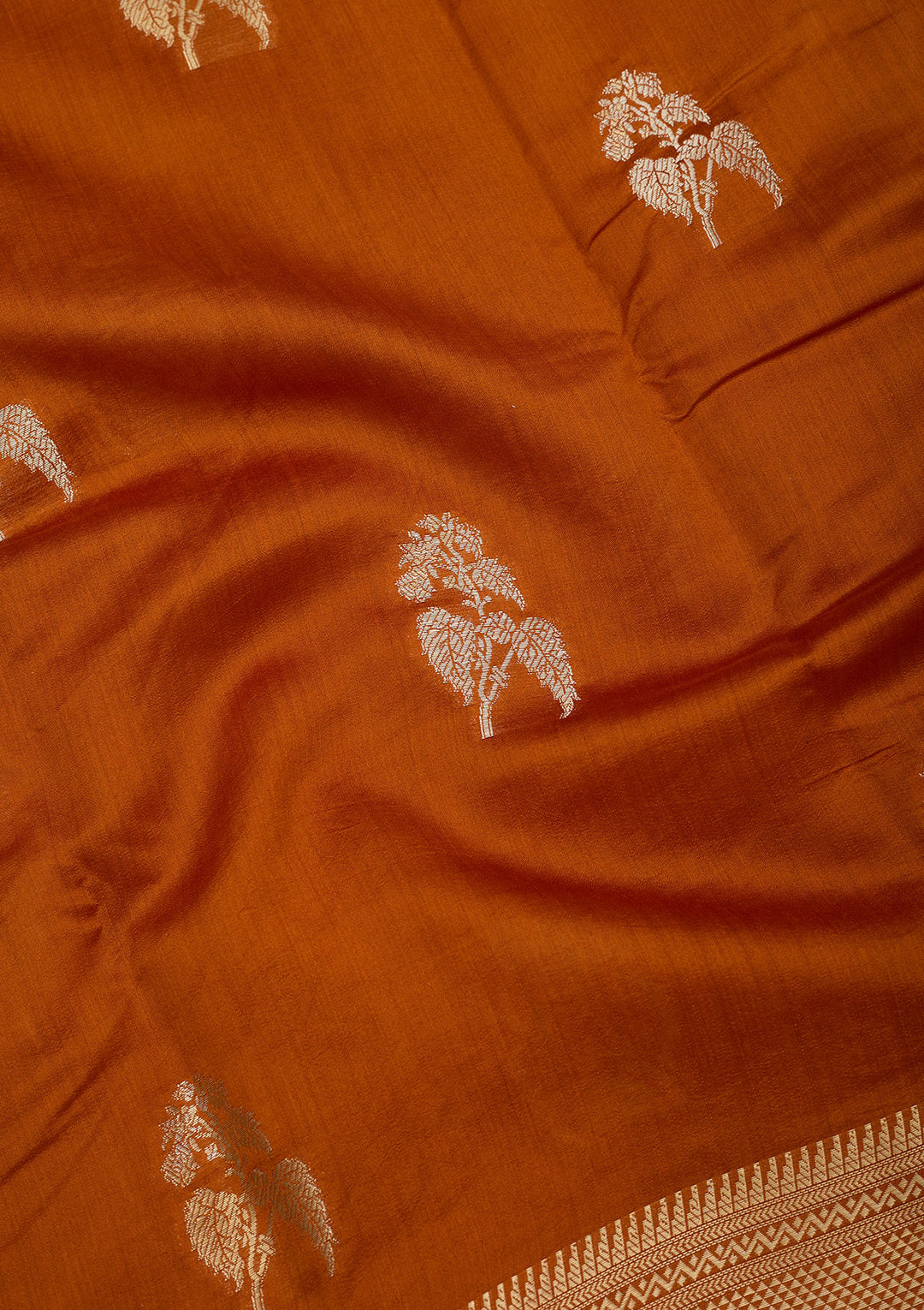 Rust Zariwork Pure Silk Saree