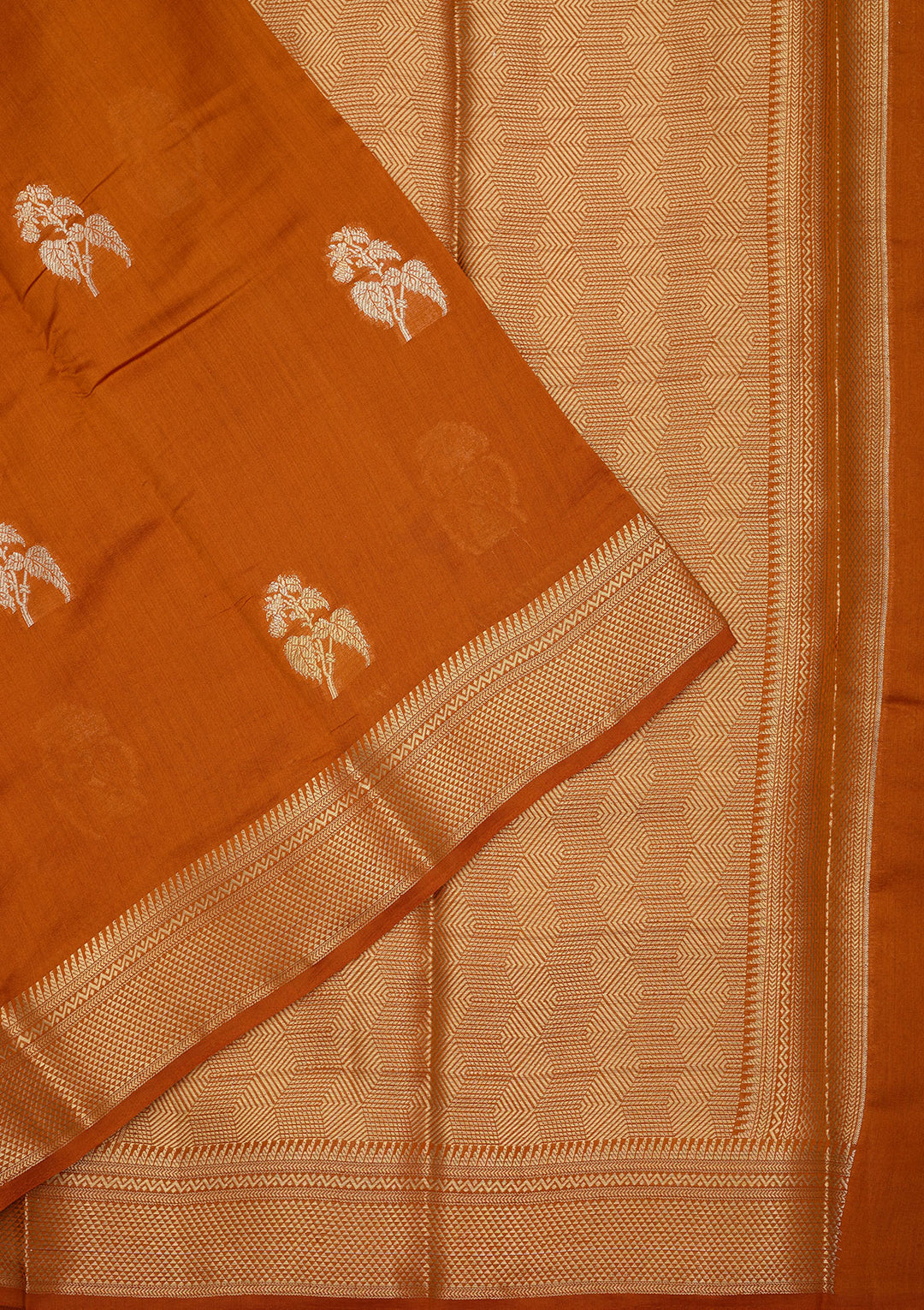 Rust Zariwork Pure Silk Saree