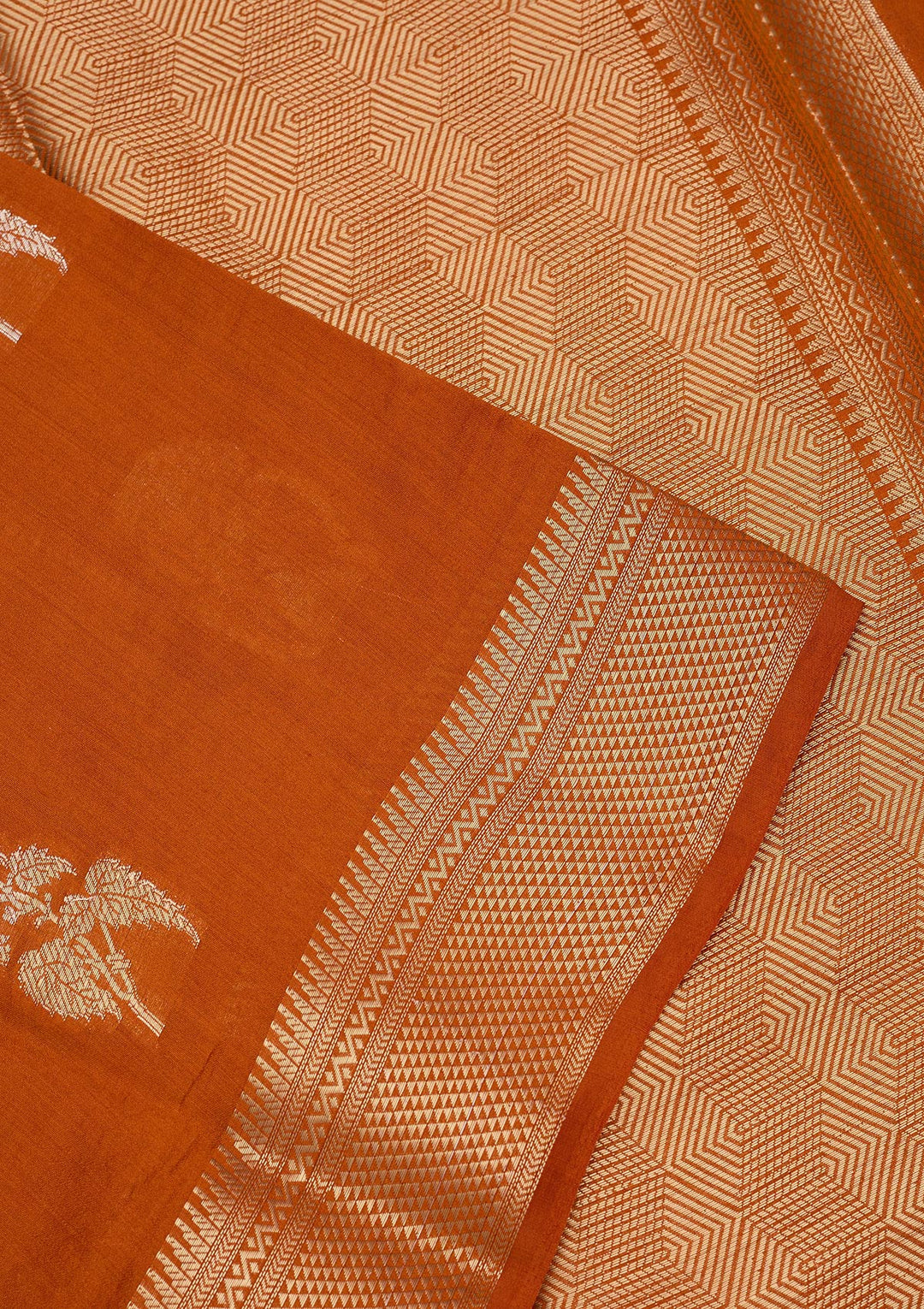 Rust Zariwork Pure Silk Saree