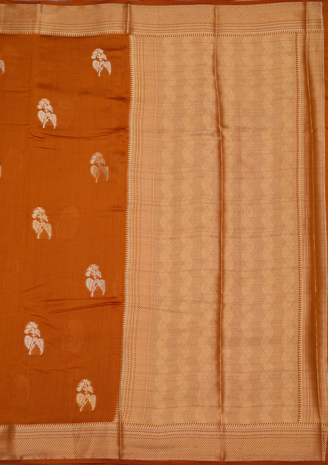 Rust Zariwork Pure Silk Saree